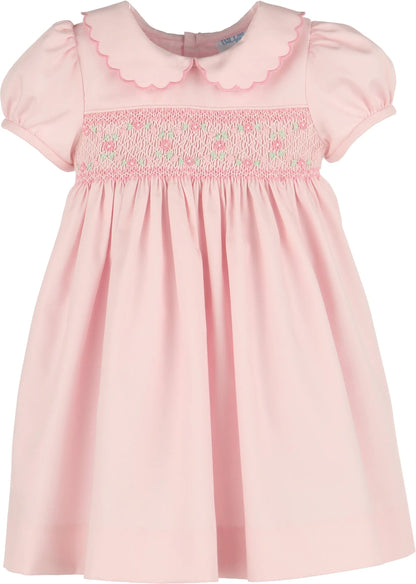 Luli & Me Girls Classic Smock Dress - Pink