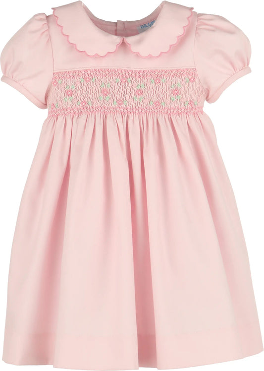 Luli & Me Girls Classic Smocked Dress - Pink