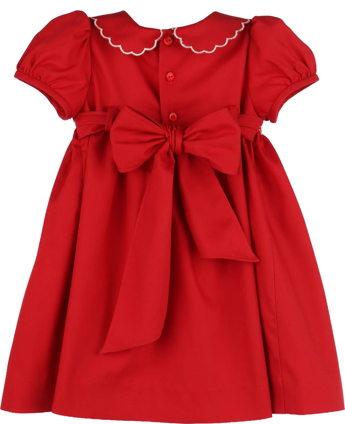 Luli & Me Girls Classic Smock Dress - Red
