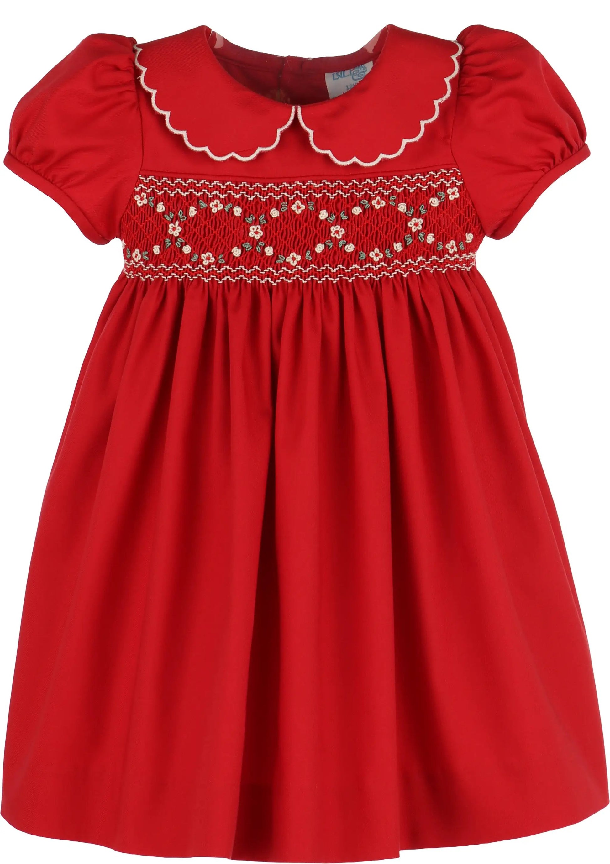 Luli & Me Girl's Smocked Bishop Dress, Size 4-6X, Red, 6, Girls Apparel Dresses