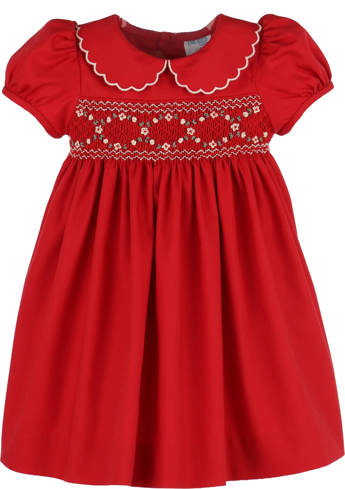 Luli & Me Girls Classic Smock Dress - Red