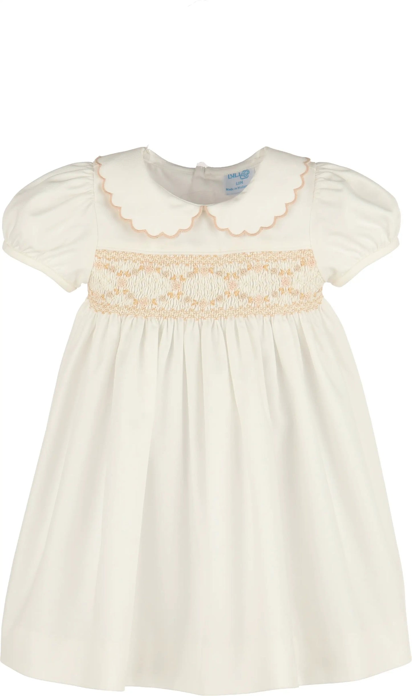 Luli & Me Girls Classic Smocked Dress - Ivory