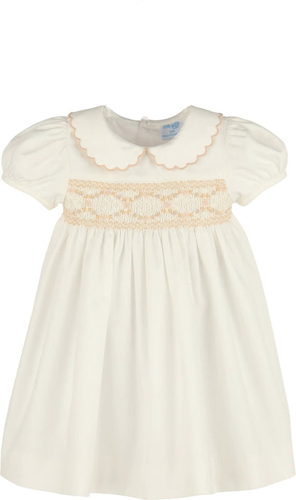 Luli & Me Girls Classic Smocked Dress - Ivory