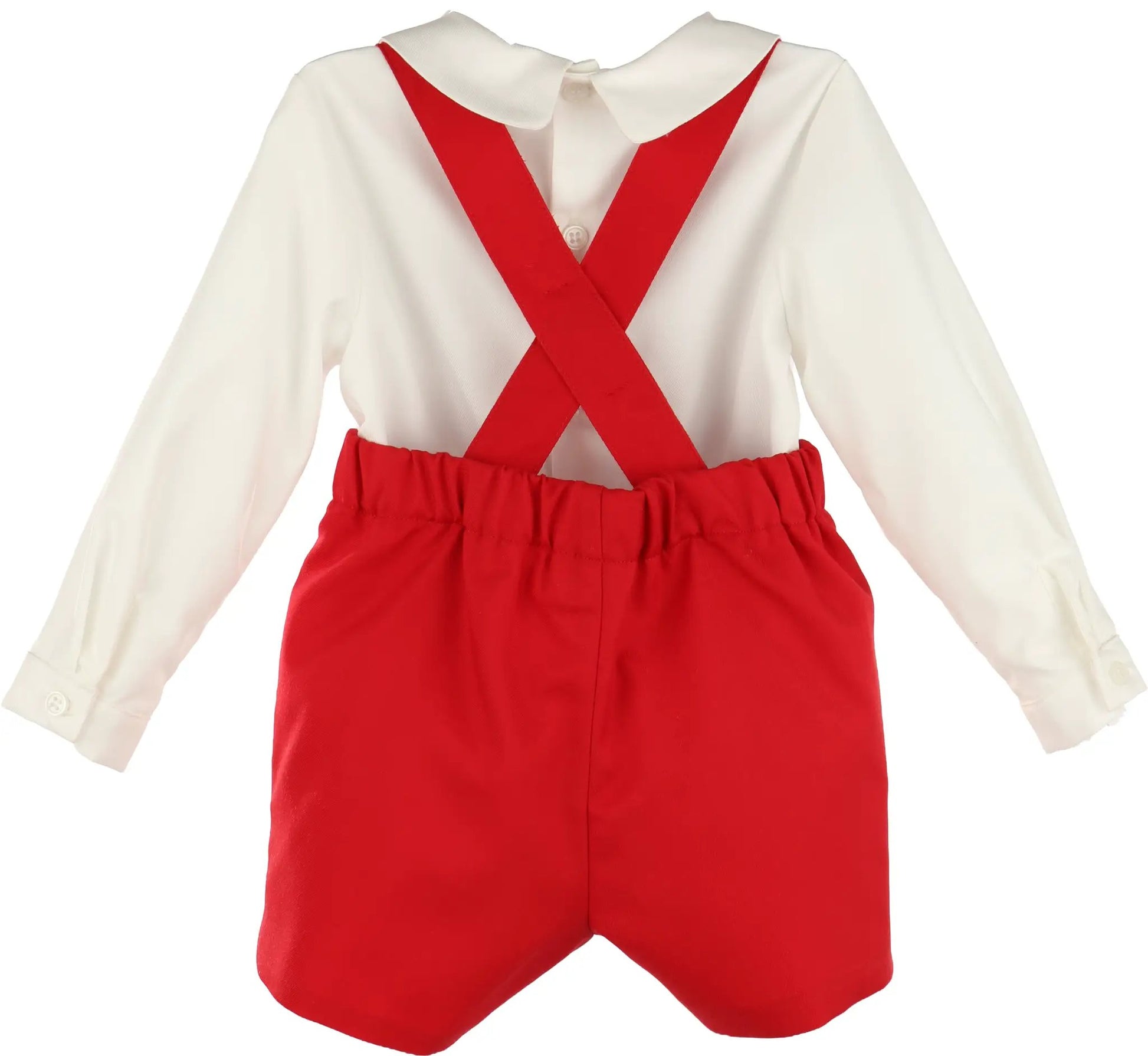 Luli & Me Boys Suspenders Smock Set - Red