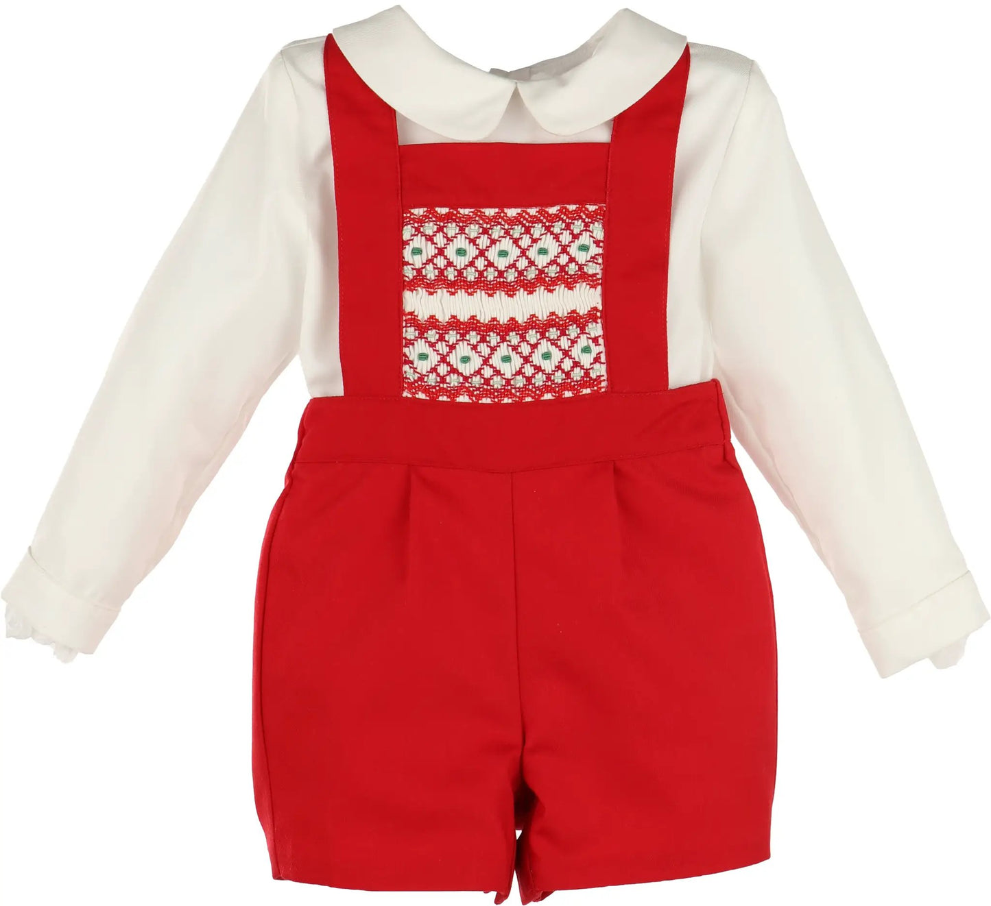 Luli & Me Boys Suspenders Smock Set - Red