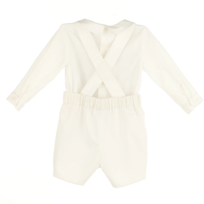 Luli & Me Boys Suspenders Smock Set - Ivory