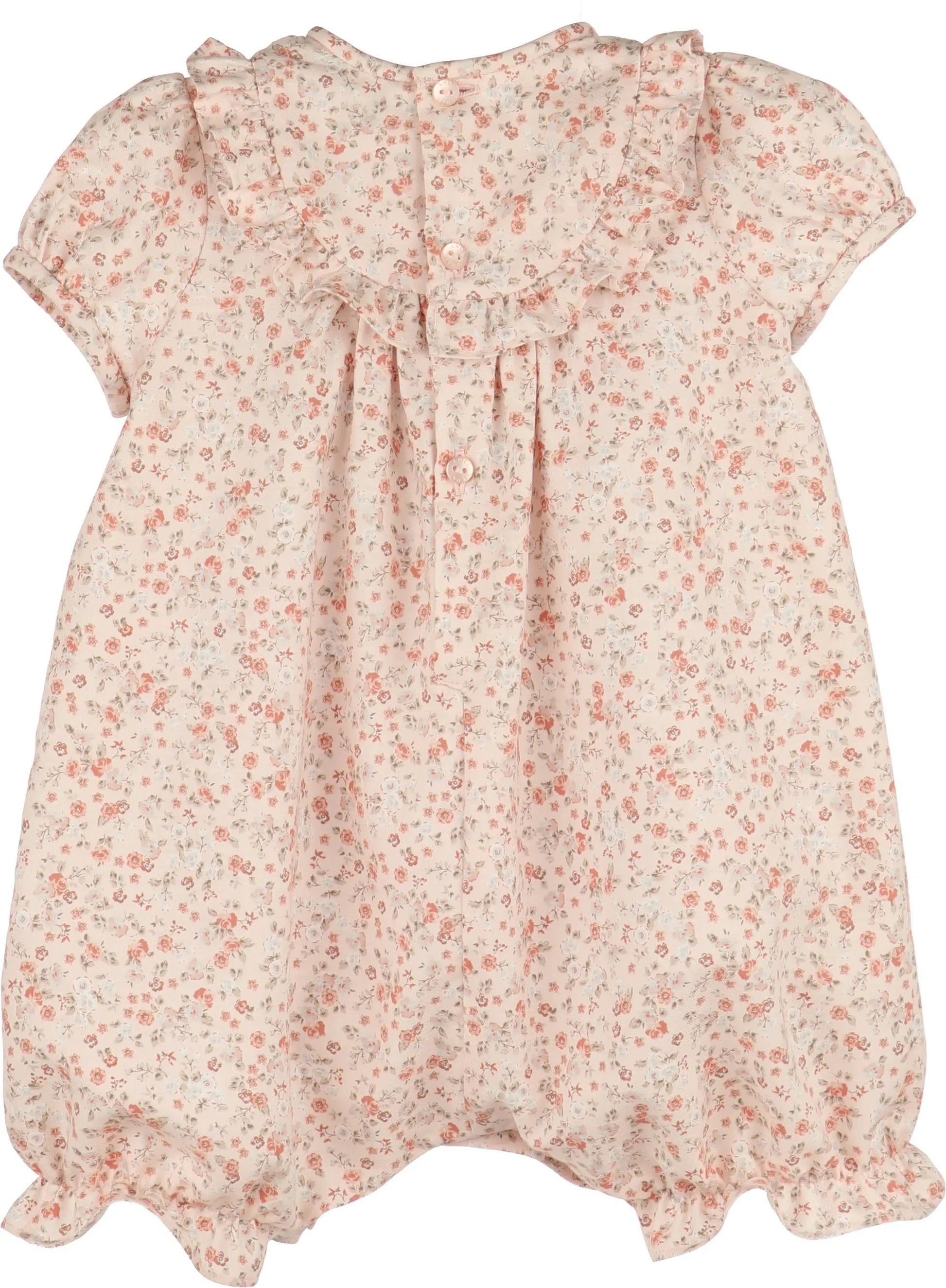 Luli & Me Baby Girls Orange Fall Floral Honeycomb Smocked Bubble
