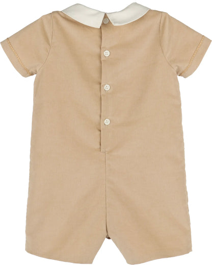 Luli & Me Baby Boys Beige Mini Corduroy Bubble Outfit by Luli & Me