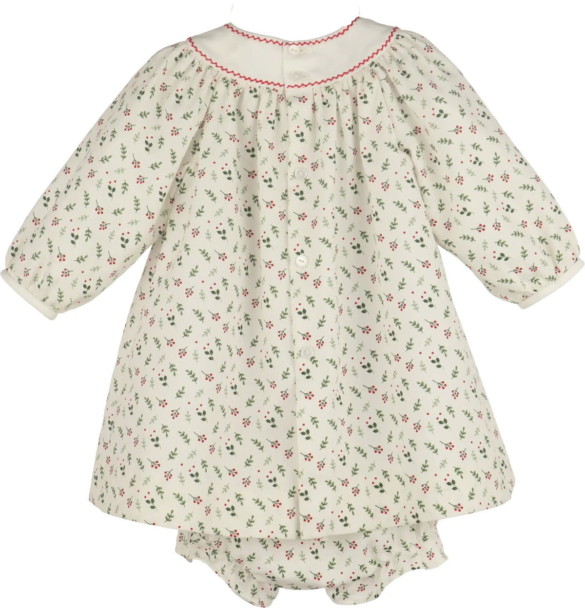 Luli & Me Girls Red Mistletoe Floral Embroidered Christmas Dress by Luli & Me