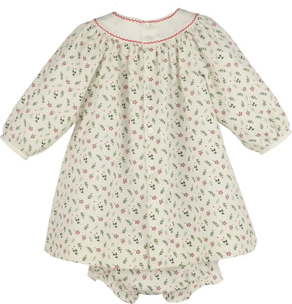 Luli & Me Girls Red Mistletoe Floral Embroidered Christmas Dress by Luli & Me