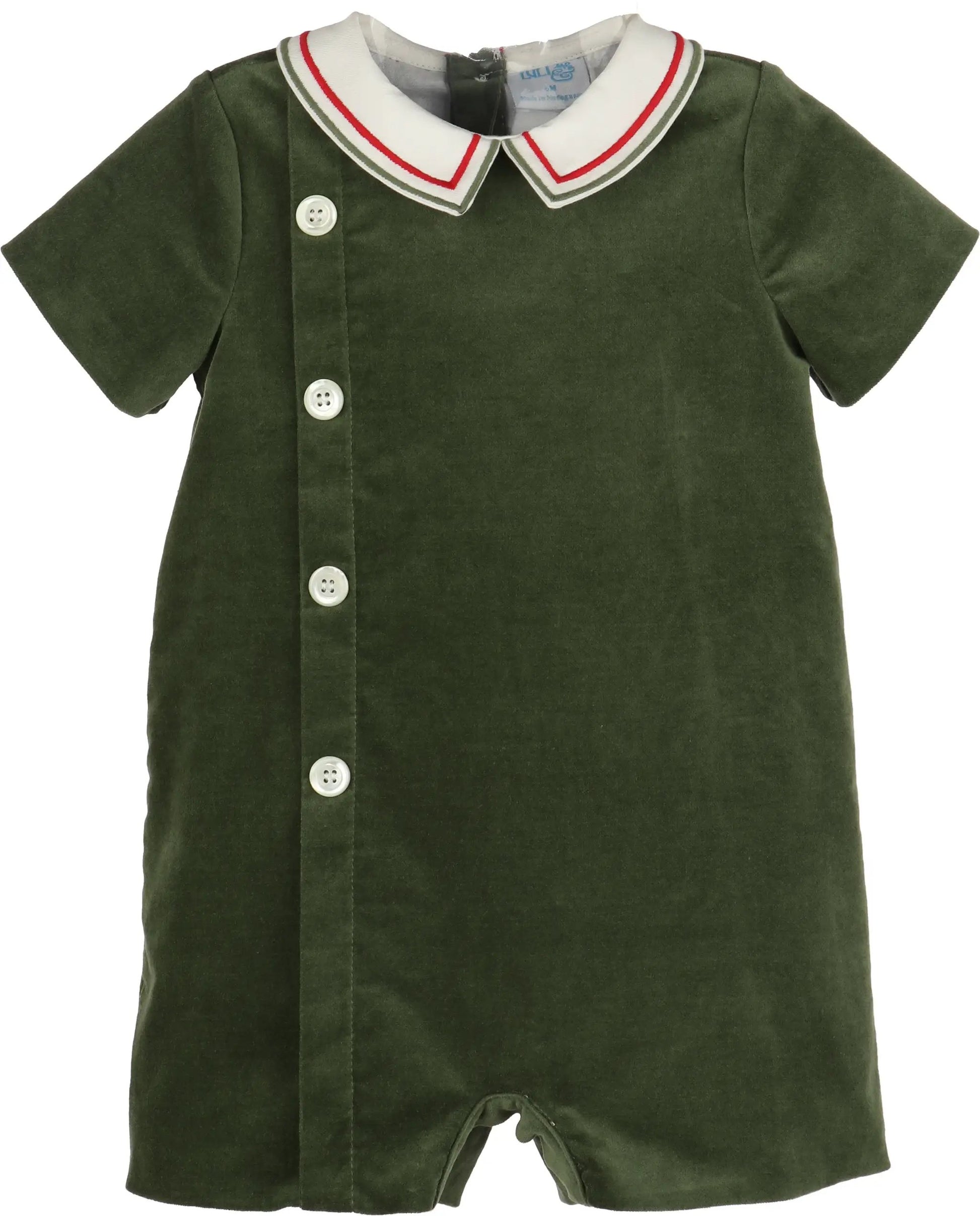 Luli & Me Baby Boys Green Velvet Mistletoe Christmas Bubble