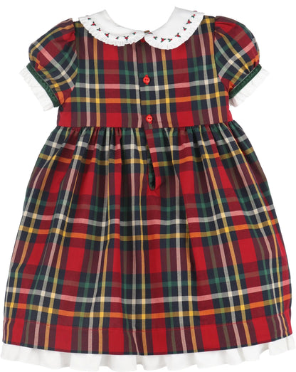 Luli & Me Girls Red Holiday Plaid Christmas Dress - Fancy Collar by Luli & Me
