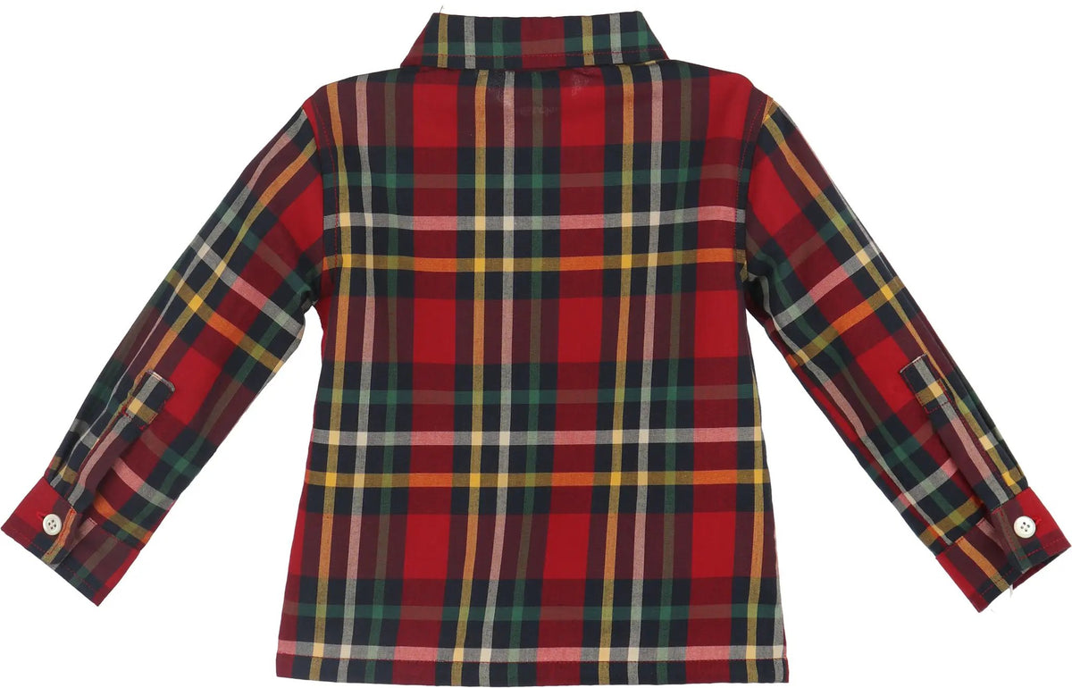 Luli & Me Boys Red Holiday Plaid Christmas Button Down Shirt by Luli & Me