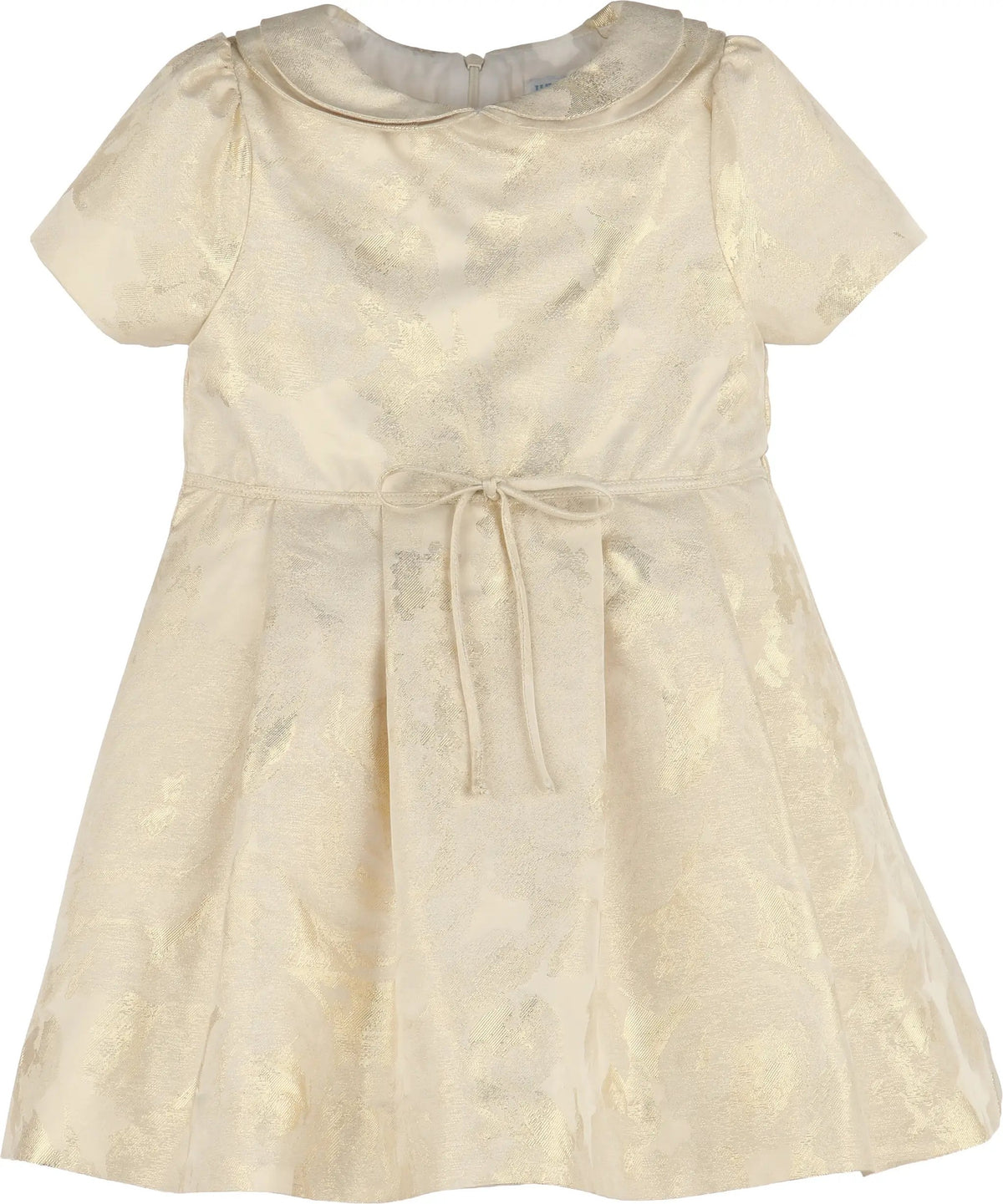 Luli & Me by Casero Girls Golden Flowers Dress with Collar