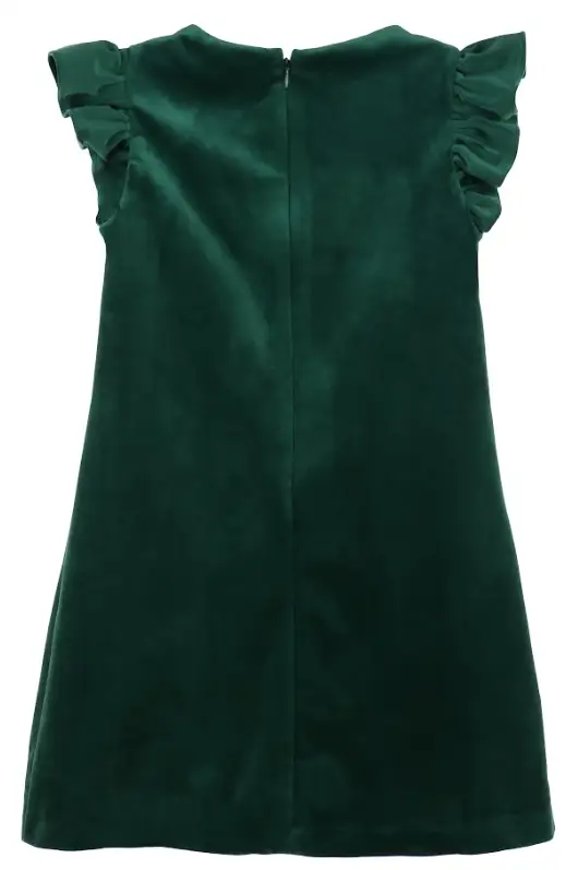 Luli & Me Maria Casero Girls Deluxe Velvet Holiday Party Shift Dress - Green