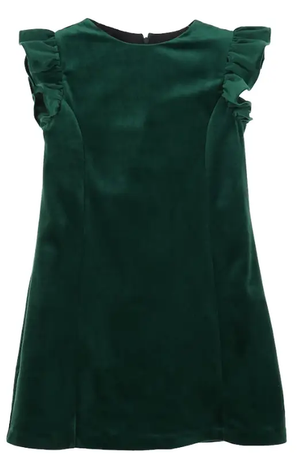 Luli & Me Maria Casero Girls Deluxe Velvet Holiday Party Shift Dress - Green by Luli & Me