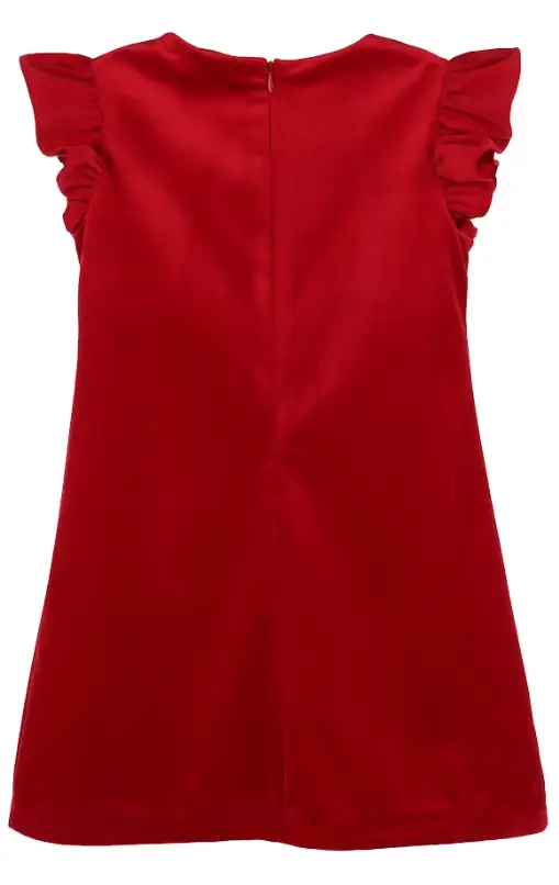 Luli & Me Maria Casero Girls Deluxe Velvet Holiday Party Shift Dress - Red