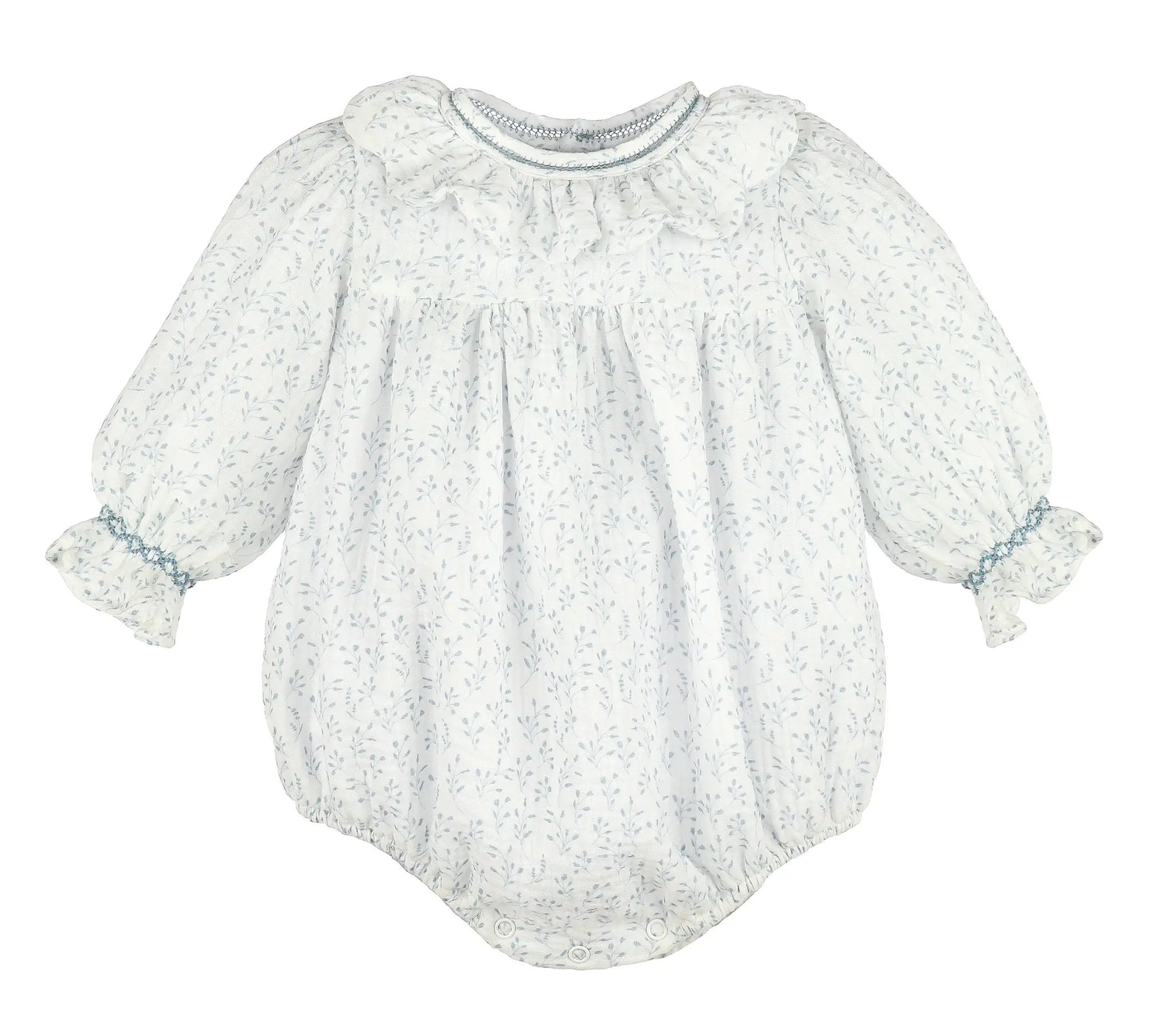 Sophie & Lucas Girls Blue Willow Floral Bubble with Sash