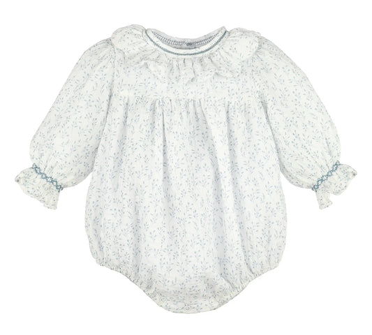 Sophie & Lucas Girls Blue Willow Floral Bubble with Sash