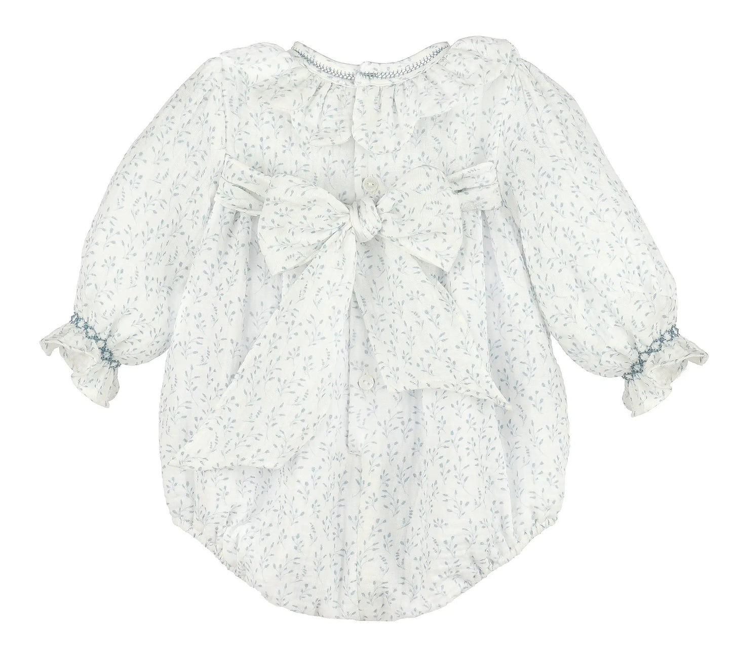 Sophie & Lucas Girls Blue Willow Floral Bubble with Sash