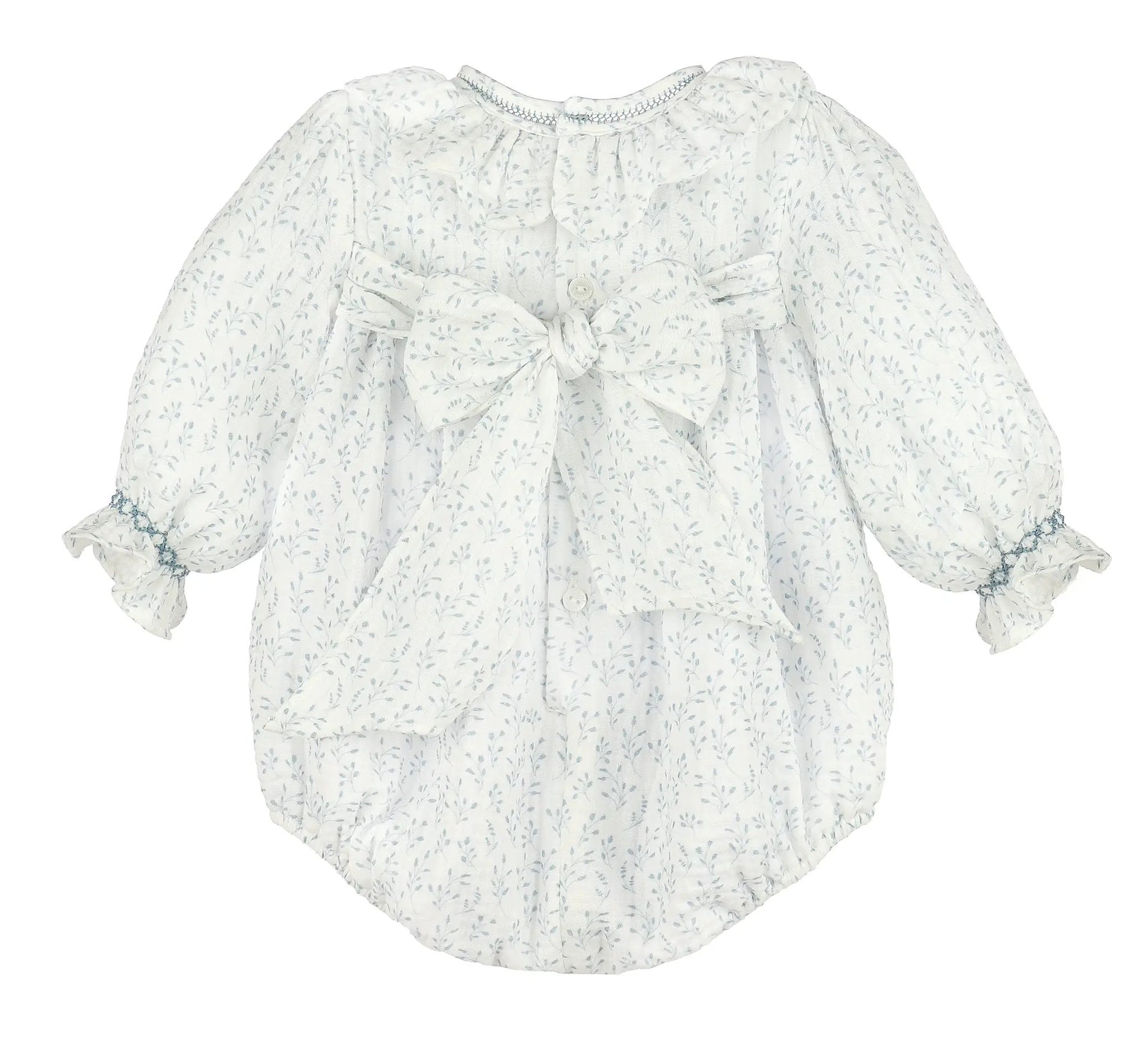 Sophie & Lucas Girls Blue Willow Floral Bubble with Sash