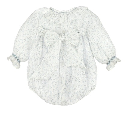 Sophie & Lucas Girls Blue Willow Floral Bubble with Sash
