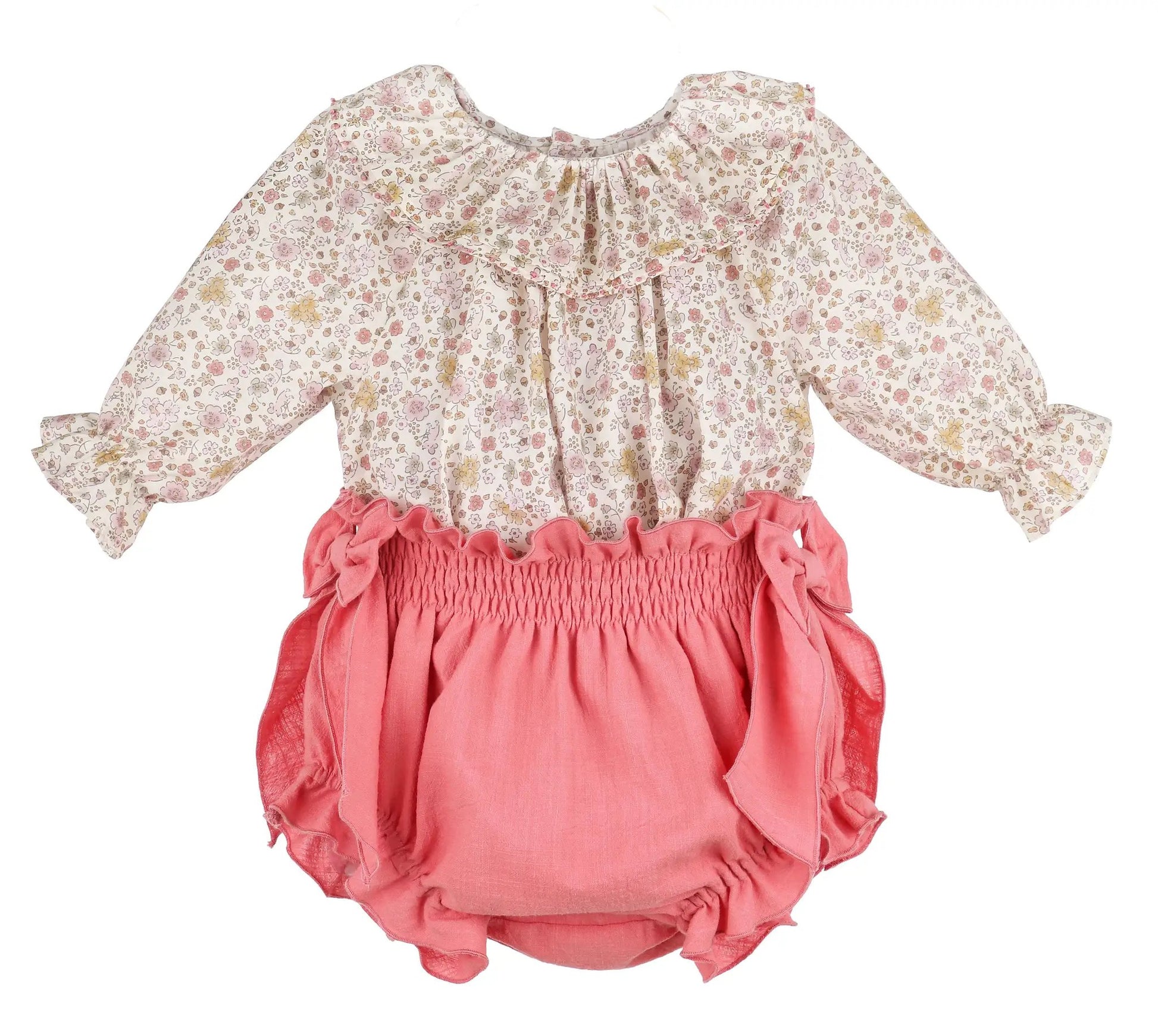 Sophie & Luca Girls Pink Corduroy Bow Bloomer & Le Petit Mouse Floral Set