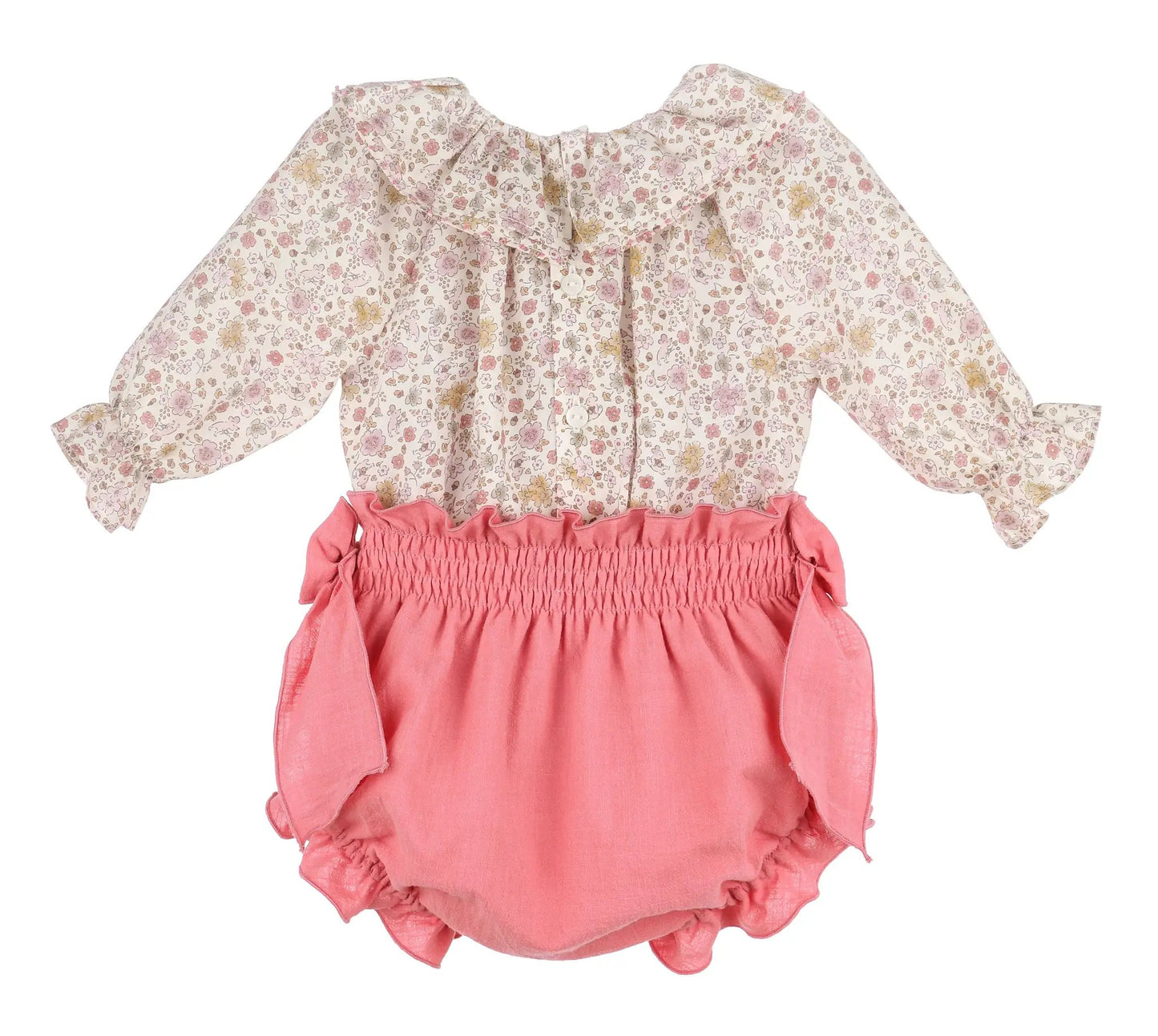 Sophie & Luca Girls Pink Corduroy Bow Bloomer & Le Petit Mouse Floral Set