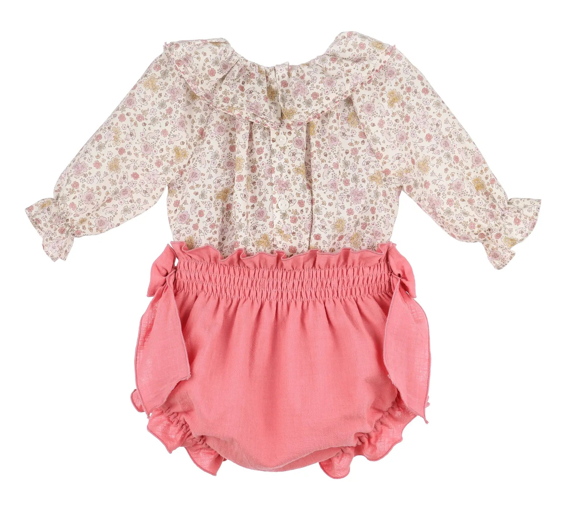 Sophie & Luca Girls Pink Corduroy Bow Bloomer & Le Petit Mouse Floral Set