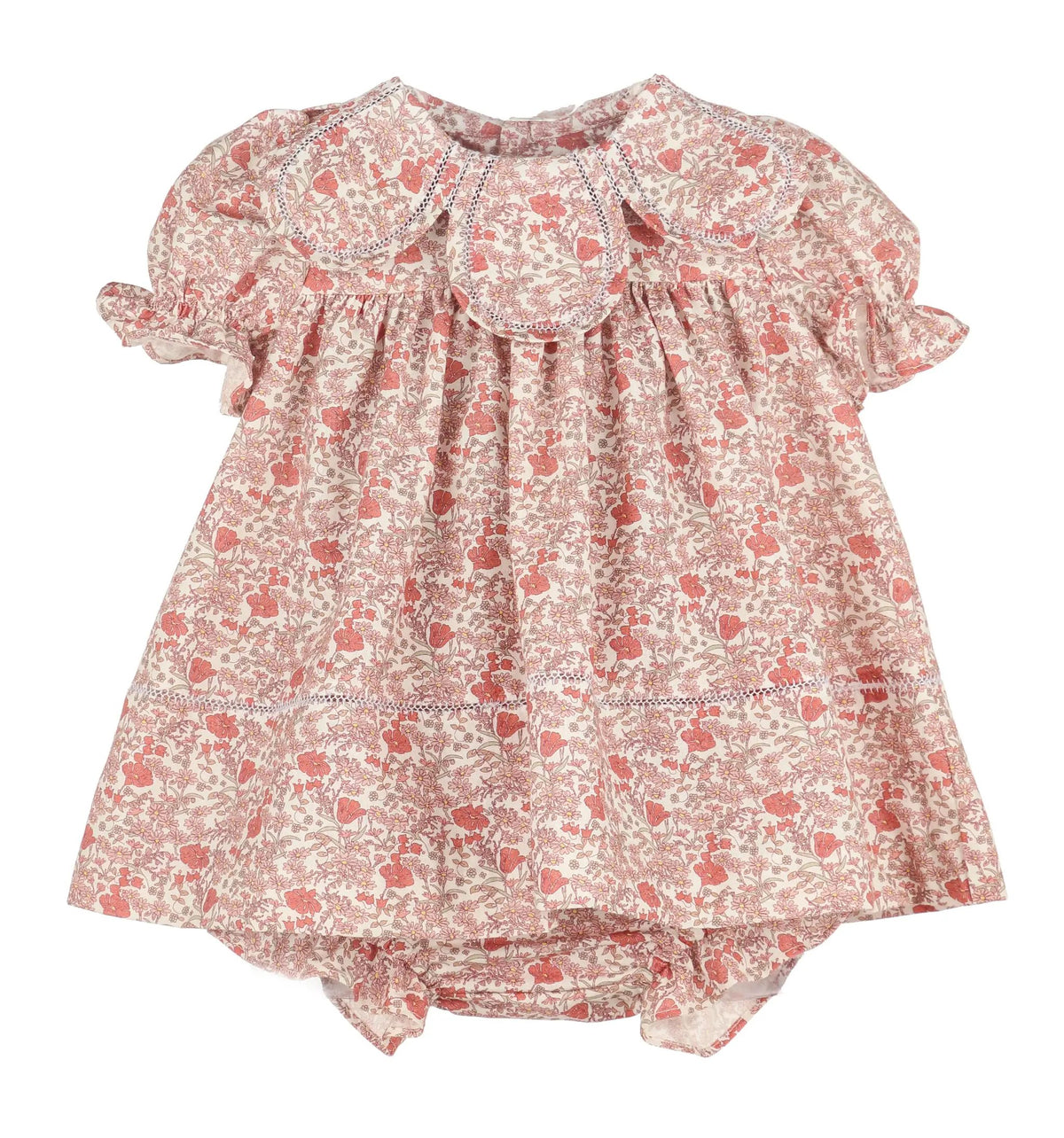 Sophie & Lucas Girls Pink Rosewood Winter Petal Collar Dress - Bow in Back by Sophie & Lucas