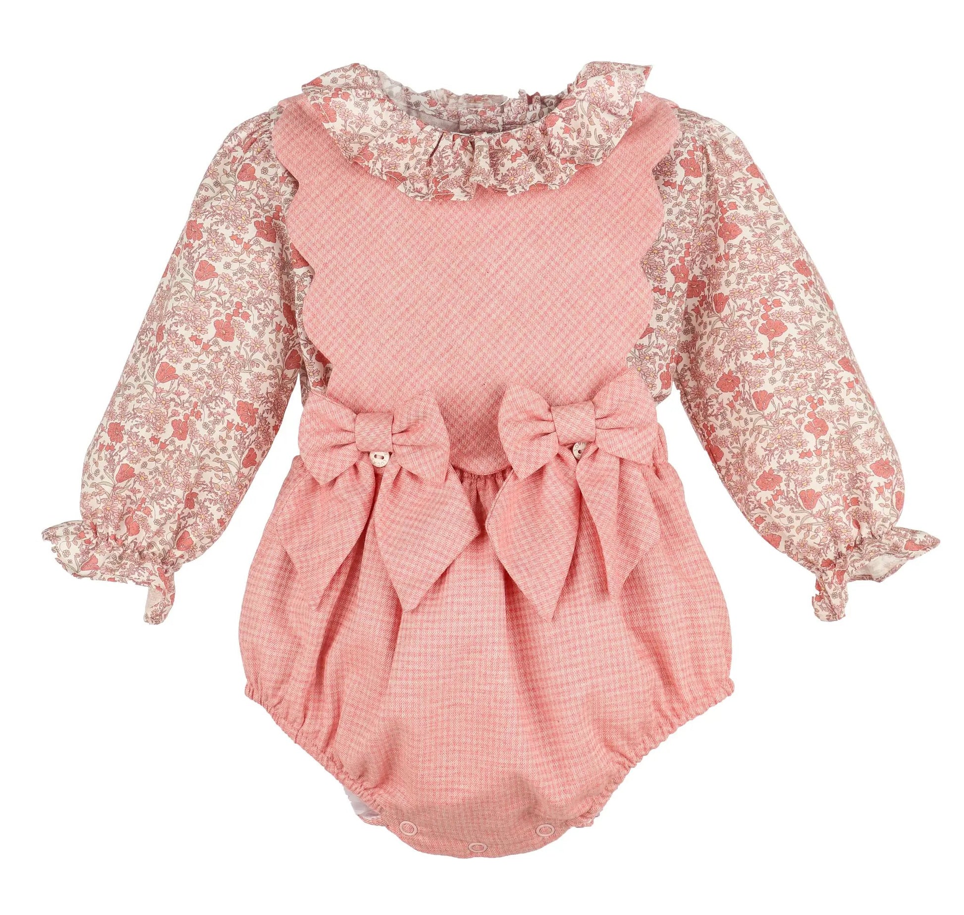 Sophie & Lucas Girls Pink Rosewood Winter Bubble with Bows & Blouse