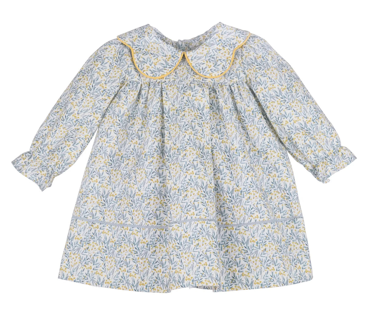 Sophie & Lucas Girls Blue & Yellow Fall Floral Dress - Bow on Back