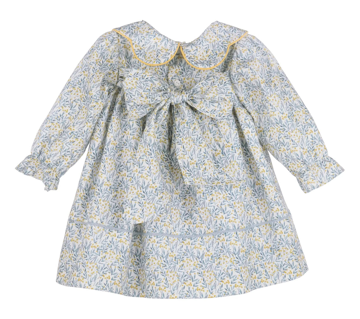 Sophie & Lucas Girls Blue & Yellow Fall Floral Dress - Bow on Back by Sophie & Lucas