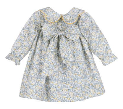 Sophie & Lucas Girls Blue & Yellow Fall Floral Dress - Bow on Back by Sophie & Lucas