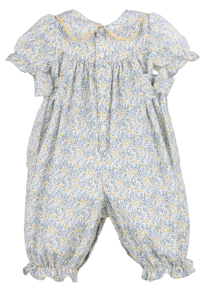 Sophie & Lucas Girls Blue & Yellow Fall Floral Romper - Bows at Sides by Sophie & Lucas