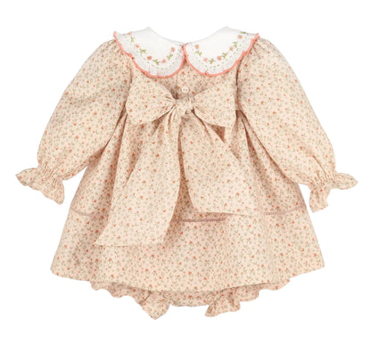 Sophie & Lucas Girls Orange Pumpkin Patch Playdate Floral Dress with Sash
