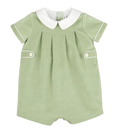 Sophie & Lucas Boys Cord Pumpkin Playdate Bubble with Collar - Green