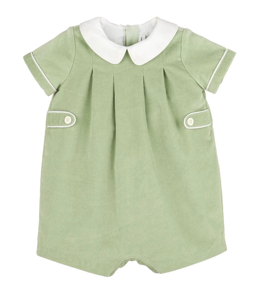 Sophie & Lucas Boys Cord Pumpkin Playdate Bubble with Collar - Green