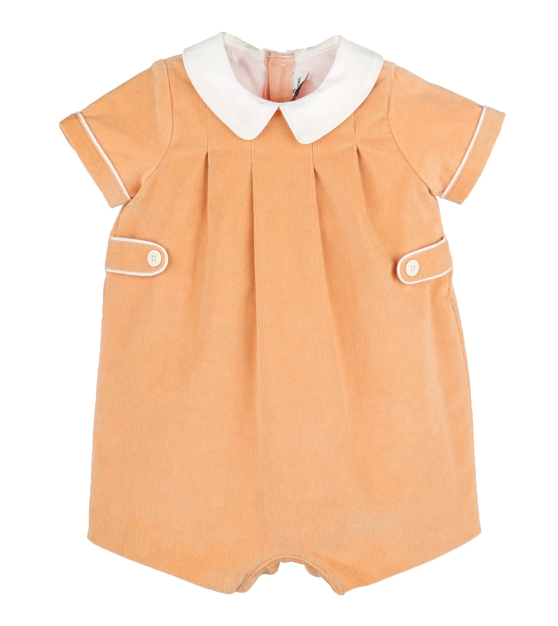 Sophie & Lucas Boys Cord Pumpkin Playdate Bubble with Collar - Orange