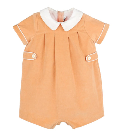 Sophie & Lucas Boys Cord Pumpkin Playdate Bubble with Collar - Orange