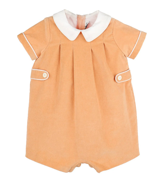 Sophie & Lucas Boys Cord Pumpkin Playdate Bubble with Collar - Orange