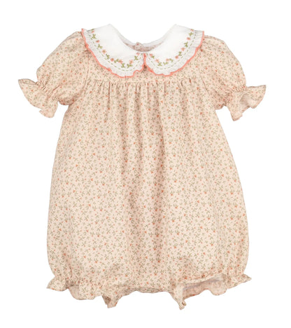 Sophie & Lucas Girls Orange Pumpkin Patch Playdate Floral Bubble with Collar