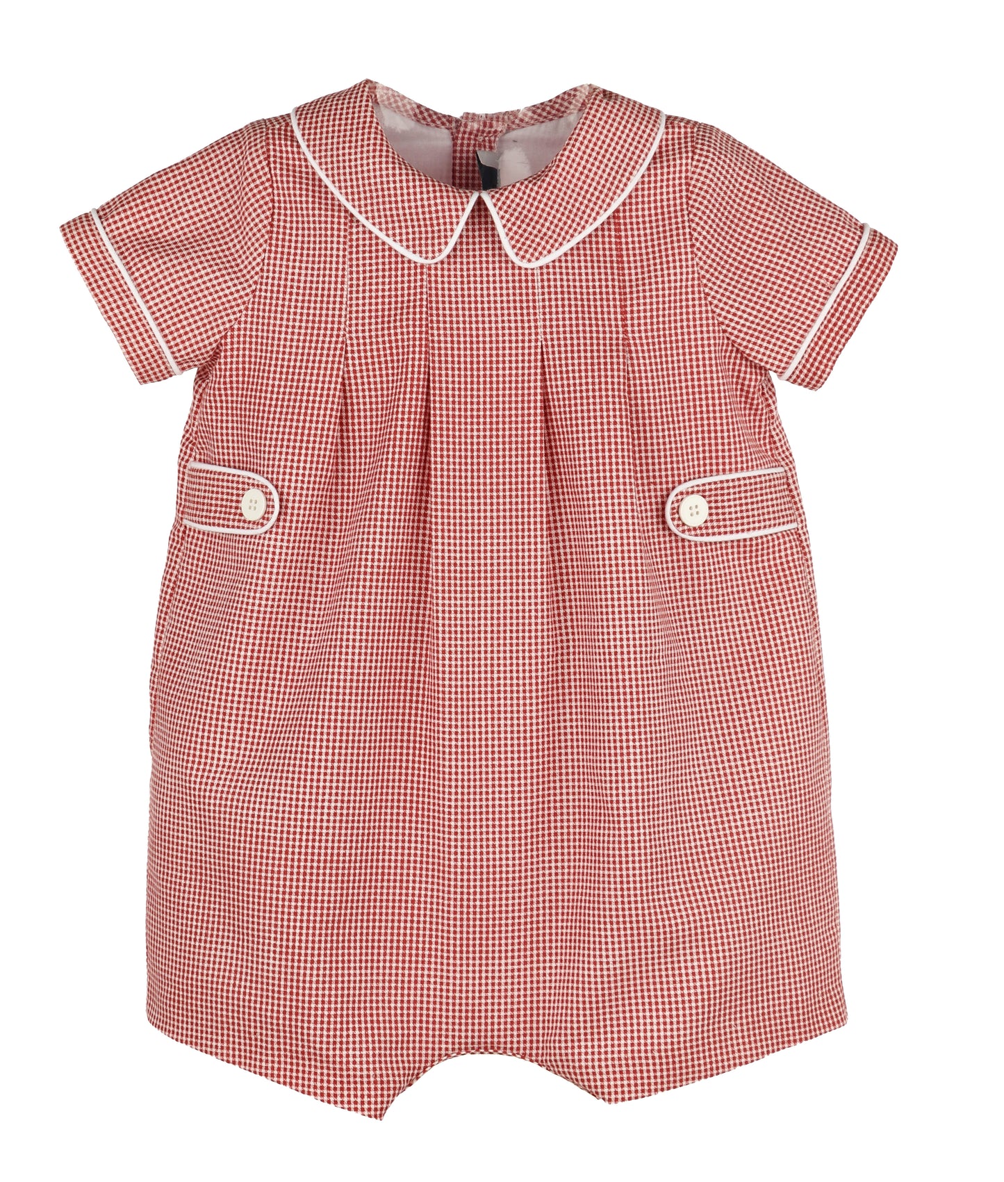 Sophie & Lucas Baby Boys Cranberry Boxwood Checks Bubble with Collar by Sophie & Lucas