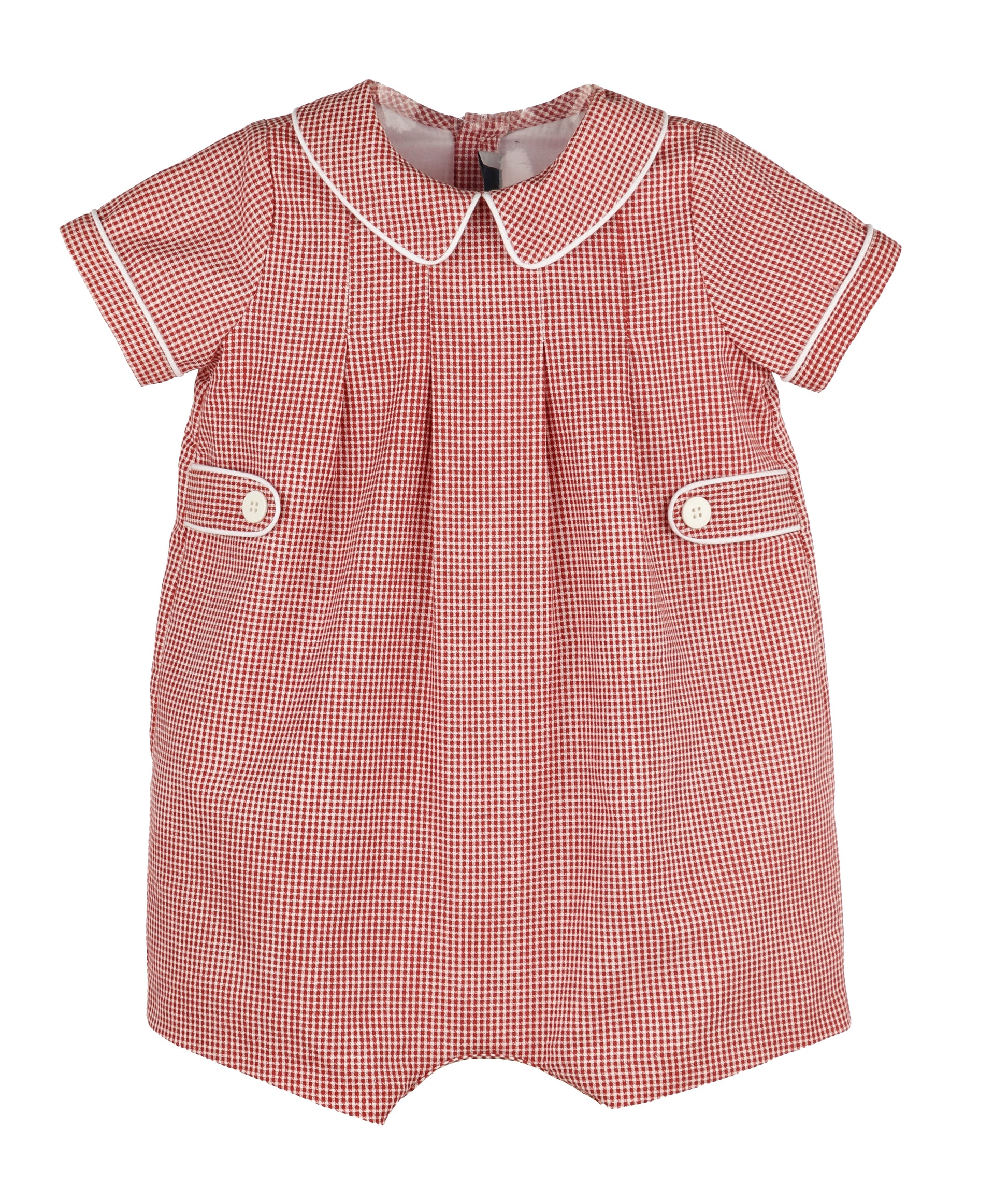 Sophie & Lucas Baby Boys Cranberry Red Boxwood Checks Bubble with Collar