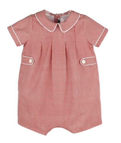 Sophie & Lucas Baby Boys Cranberry Boxwood Checks Bubble with Collar by Sophie & Lucas