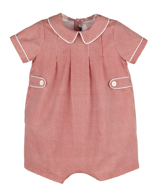 Sophie & Lucas Baby Boys Cranberry Boxwood Checks Bubble with Collar by Sophie & Lucas