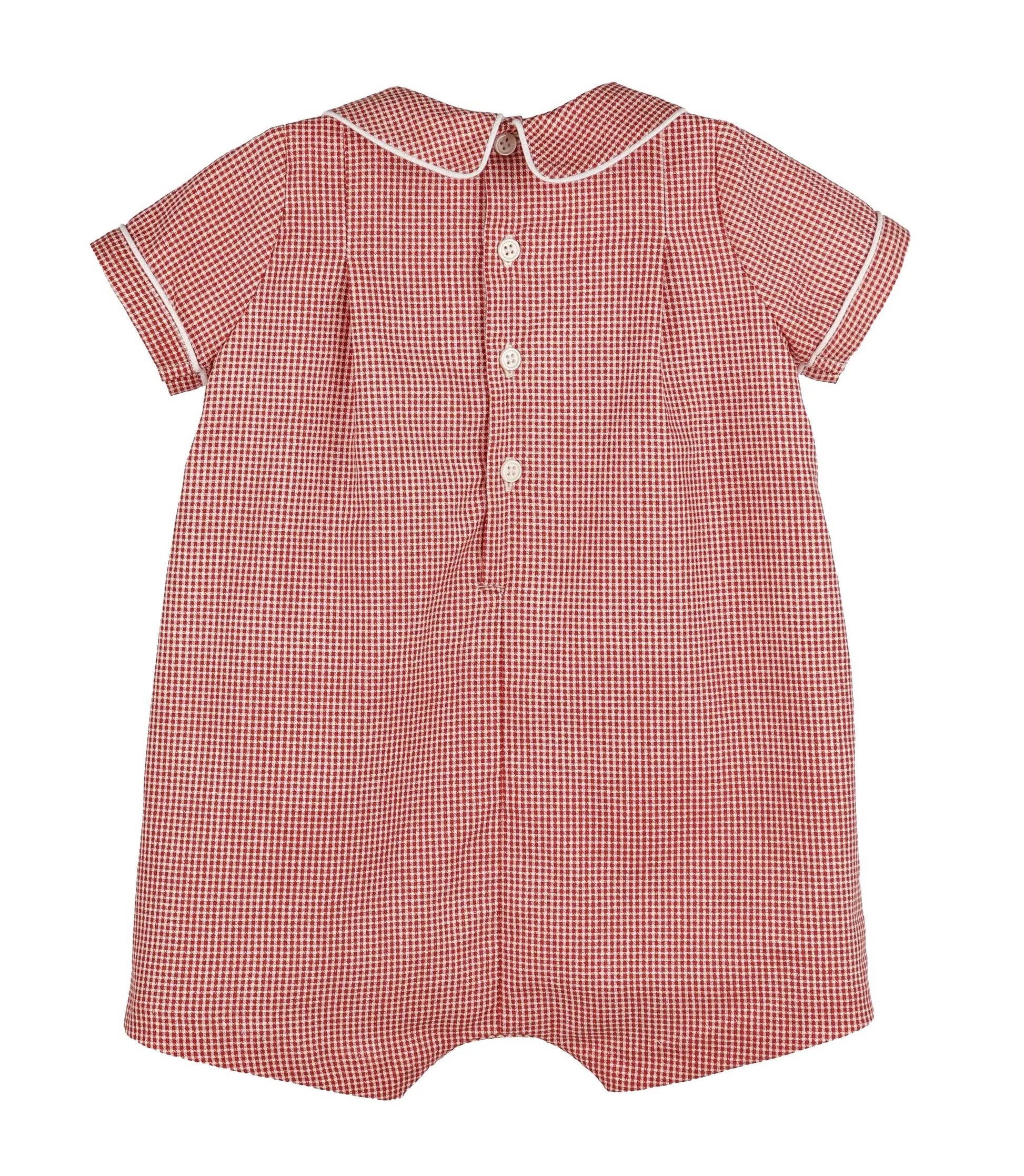 Sophie & Lucas Baby Boys Cranberry Red Boxwood Checks Bubble with Collar