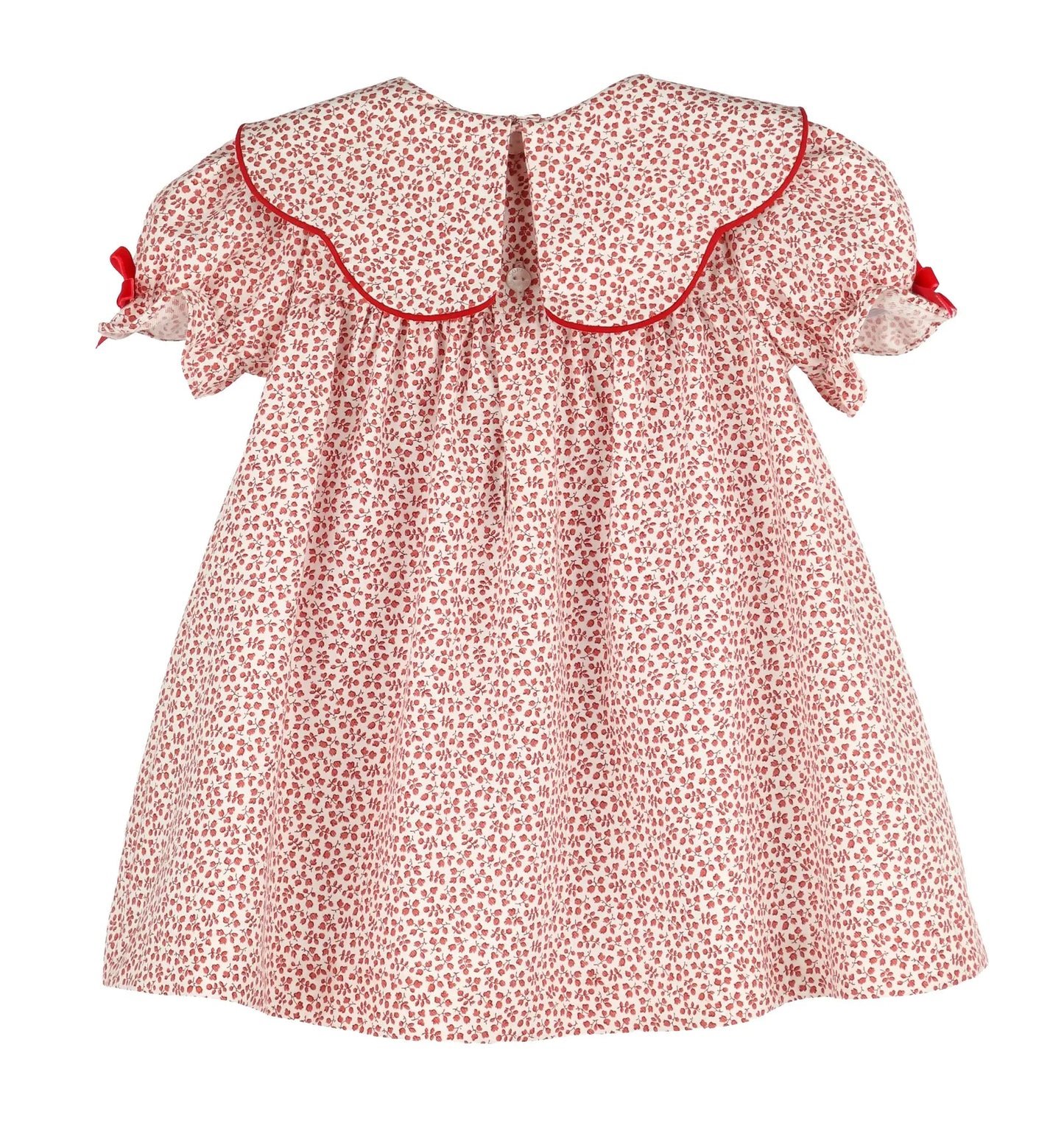 Sophie & Lucas Girls Cranberry Red Boxwood Dress with Bows on Scallop Collar