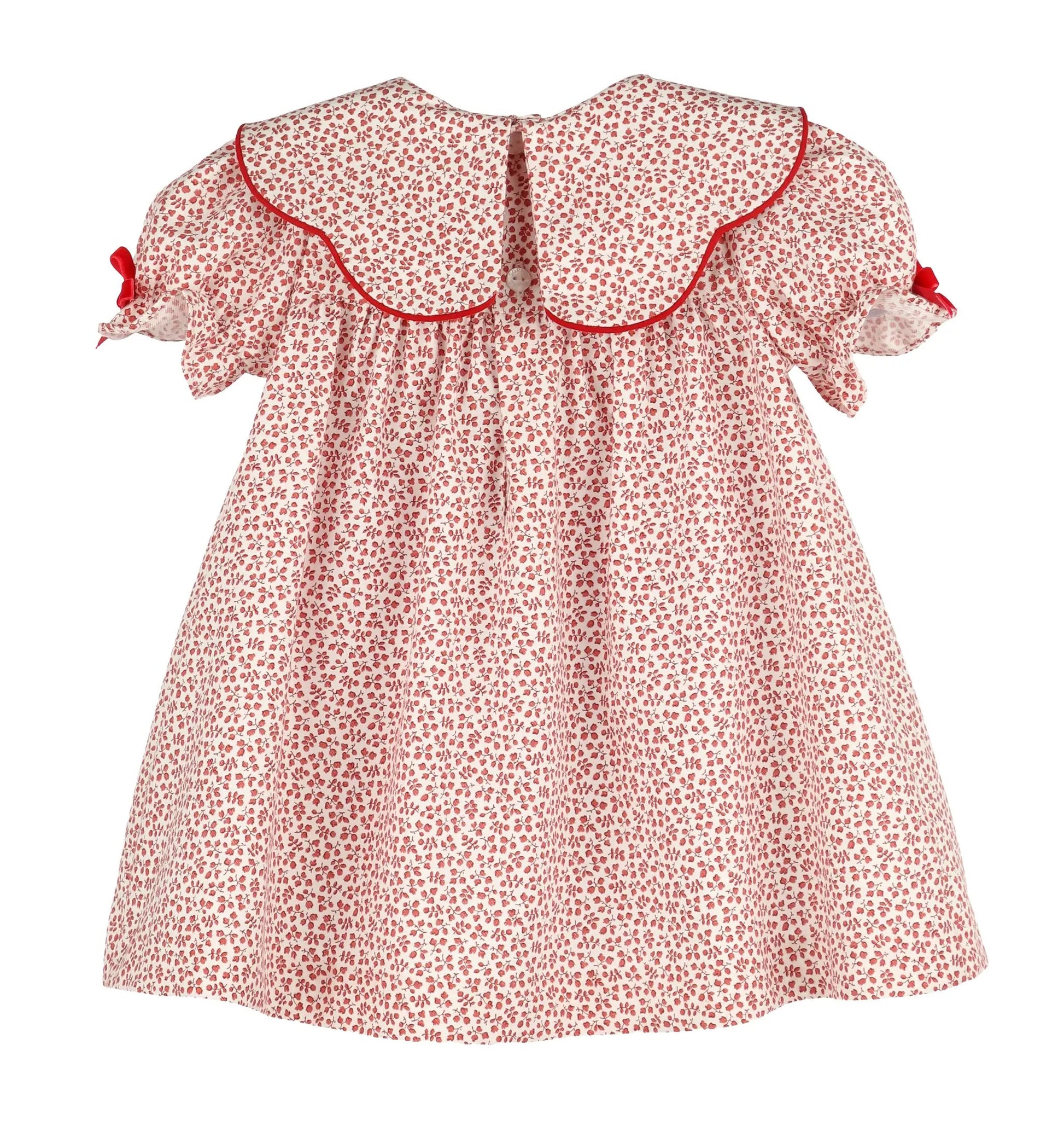 Sophie & Lucas Girls Cranberry Red Boxwood Dress with Bows on Scallop Collar