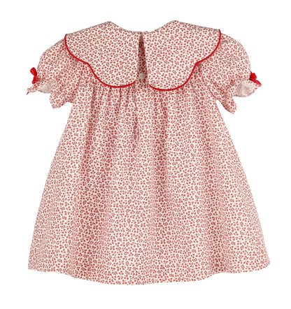 Sophie & Lucas Girls Cranberry Red Boxwood Dress with Bows on Scallop Collar